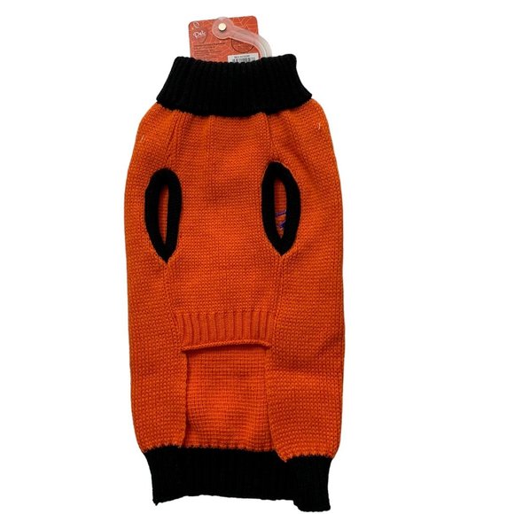 Skeleton Dinosaur Halloween Dog Sweater Size Medium Orange Black T Rex Witch Hat - Picture 4 of 6